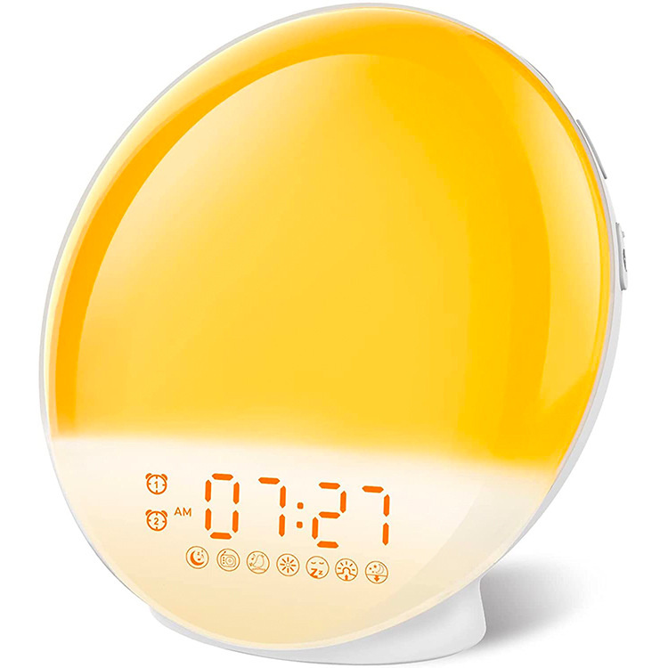 Восход, будильник, Wake Up Light для тяжелых слиперы, спальня, цифровые часы-будильник с 7 видов цветов ночного света