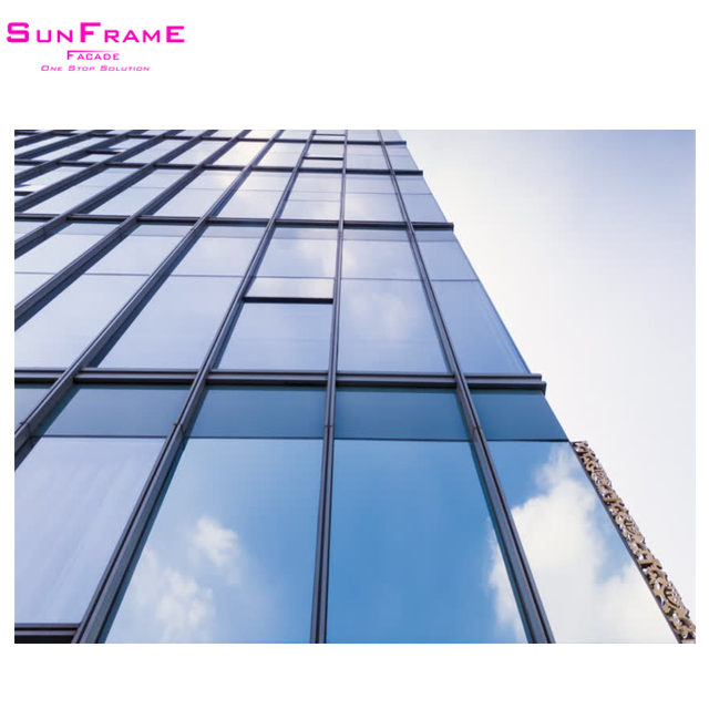 Maintenance Free Glass Curtain Walls Aluminum Curtain Wall Facade for Commercial Building