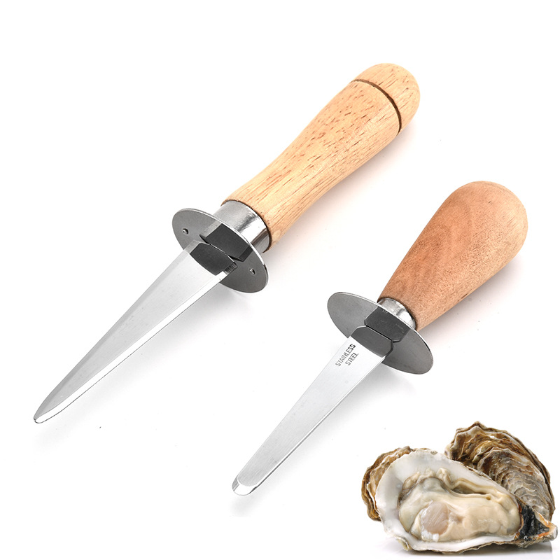 Новые инструменты для морепродуктов, устричный нож из нержавеющей стали с деревянной ручкой
