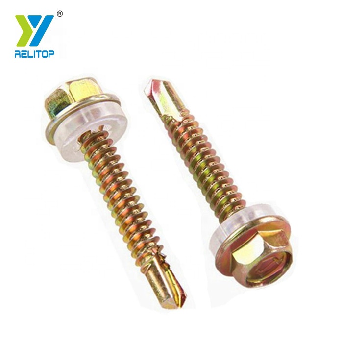 Outer Hexagon Rubber Washer Drill Tail Galvanized Self-tapping Screws M5x50MM For Metal Roof Tile Steel Batten Installation