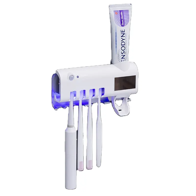 Multi-function Toothbrush Sterilizer Sterilization UV led UVC Toothbrush Sterilizer Holder With Toothpaste Dispenser