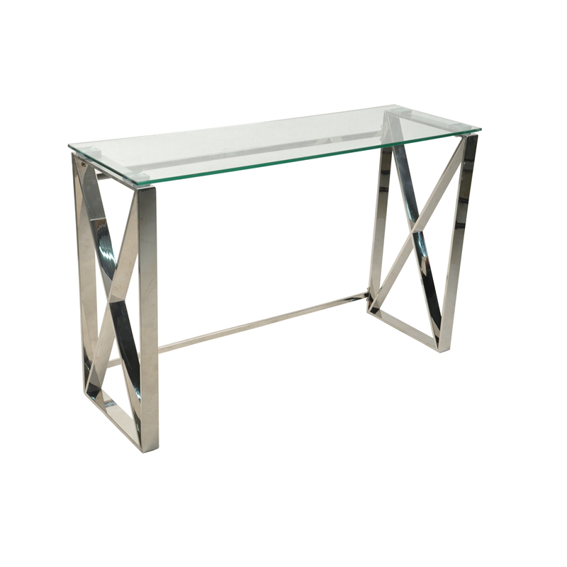 Wholesale Creative Modern Design Living Room Furniture 8mm Clear Glass Stainless Steel Coffee Table