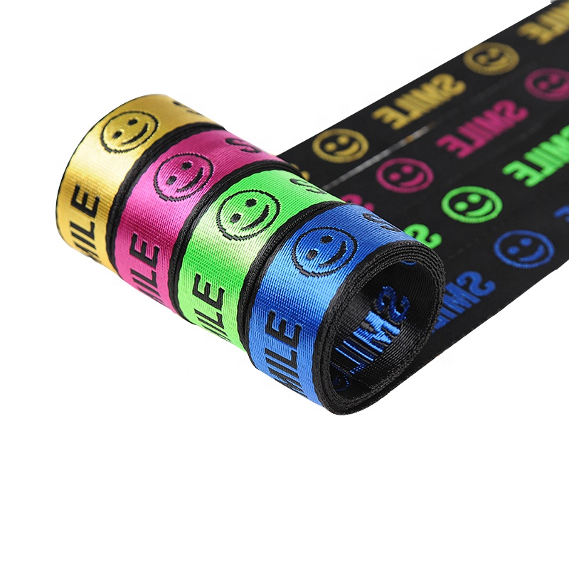 New style colorful nylon smiley face jacquard webbing underwear apparel jacquard webbing non elastic Jacquard webbing