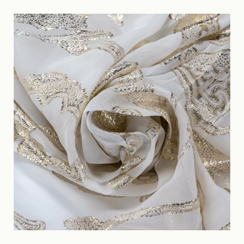 Gold thread embroidery 82%silk 18%leather 180703 silk leather floral metallic lurex fabric