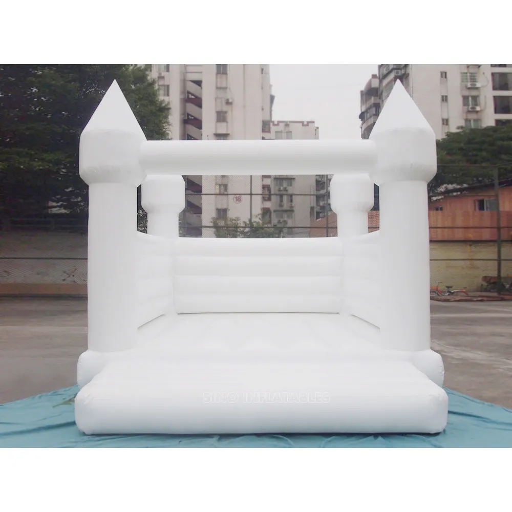 13'x13' adults all white wedding bounce house with EN14960 certified for wedding parties from China inflatable factory
