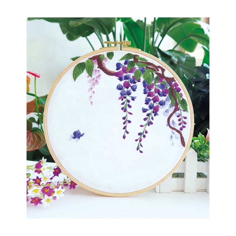 Xiurun 2021 Hot Sale DIY Embroidery Kit Punch Needle Cross Stitches Wisteria Villosa Rehder Embroidery Kit for Beginners