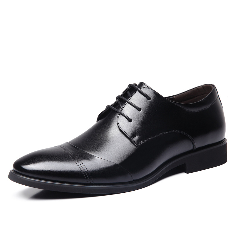Classical Businessman Black & Brown Genuine Leather Male Shoes with High Quality Formal Suits for Men