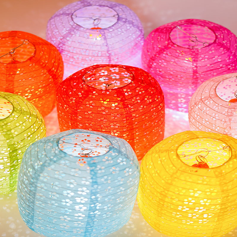 Children's Dance Handheld Illuminated Lanterns Cylindrical Winter Melon Hollowed Out Paper Lanterns for Chinese New Year