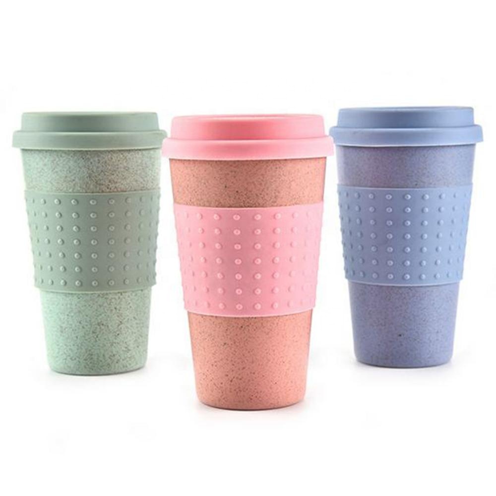 Кофейная кружка из пшеничной соломы и кукурузы Avecofe, кофейные кружки, шелкография логотипа или полноразмерная переводная Печать 12 унций с крышкой для 1 пользователя