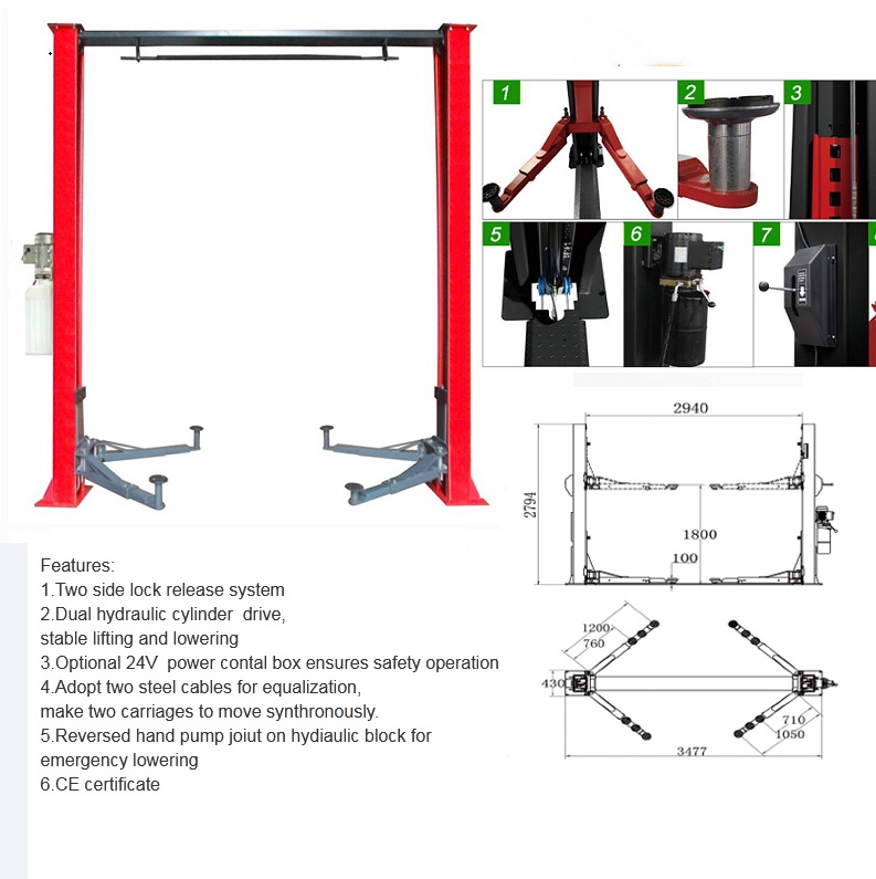 Fast delivery Factory price CE certification 4T low ceiling car lift 2 post
