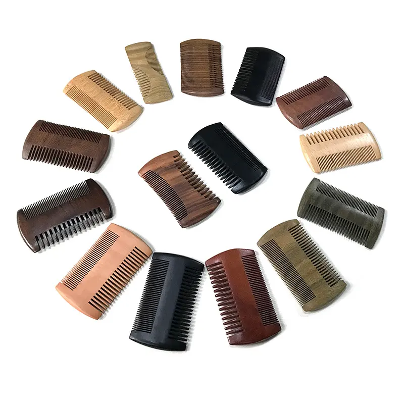 Factory Price Red Sandalwood Foldable Comb Green Sandalwood Custom Folding Beard Comb Set