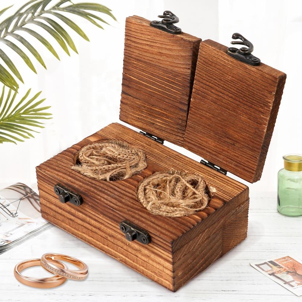 Newest style Custom logo small wooden engagement jewelry box for ring earrings