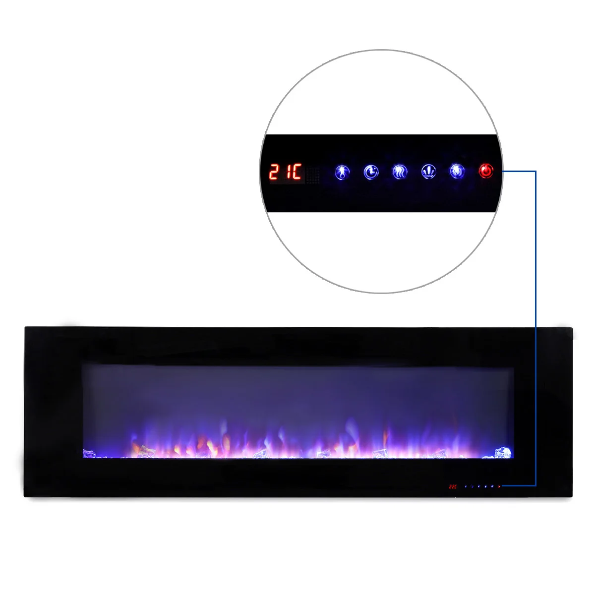 Luxstar внутренние 60 дюймов настенные не для встраиваемых черных электрических каминных обогревателей 1500 Вт Дистанционное управление Декор светодиодный настоящий пламя