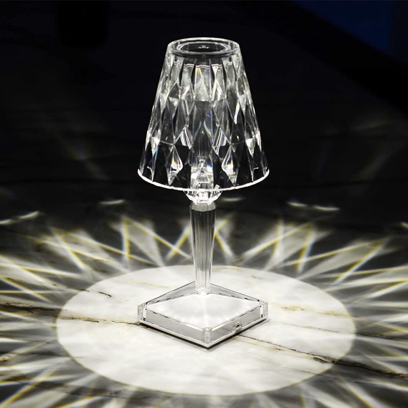 Crystal Rechargeable Table Lamp Dimmable USB Cordless Nightstand Light with Elegant Decorative Bedside Lamps Desk Lights