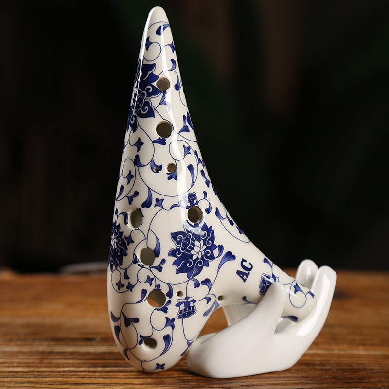 12 Hole Ocarina Blue And White Ceramic Alto C Legend Of Ocarina Flute Chinese Traditional Music Instrument