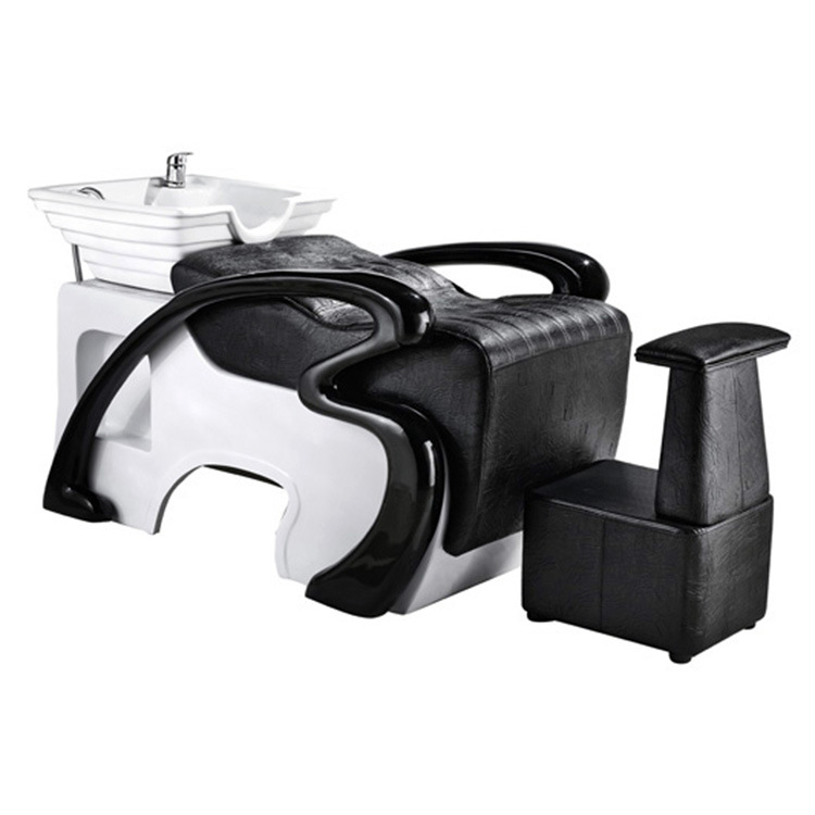 Classy White And Black Hair Cut Shampoo Bowl Chair Sink Simple Salon Furniture