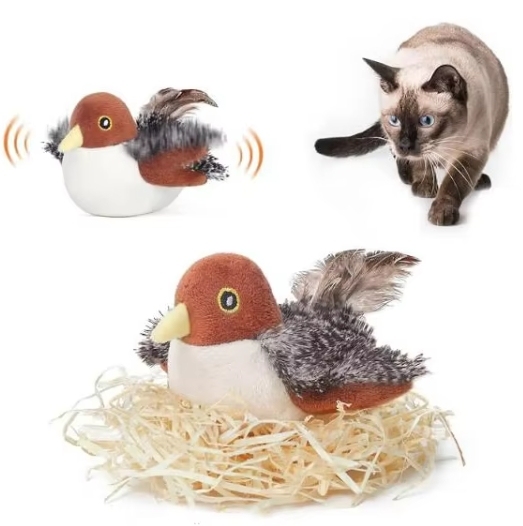 Pet Supplies Squeaky with Feather Tail Chaser Toy for Cats to Play Alone Play and Squeak Kitten Toy for Cat