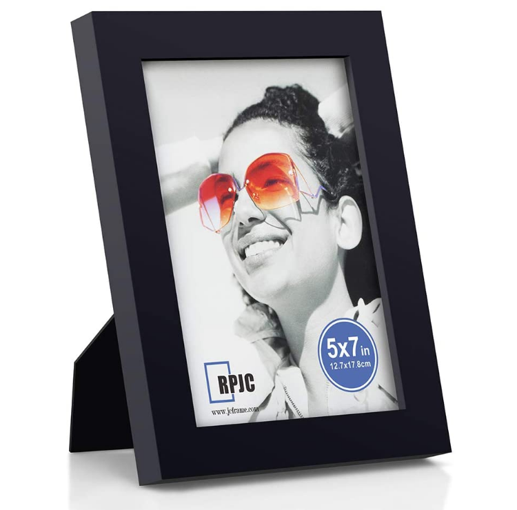 5x7 Picture Frames Made of Solid Wood High Definition Glass for Table Top Display and Wall Mounting Photo Frame Black