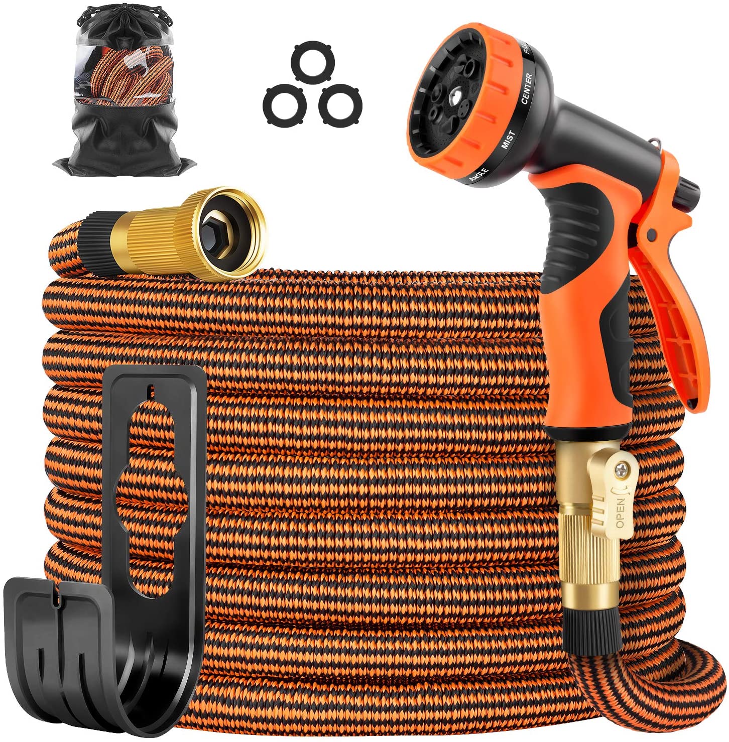 75 ft expandable garden hose with 9 function magic hose car wash