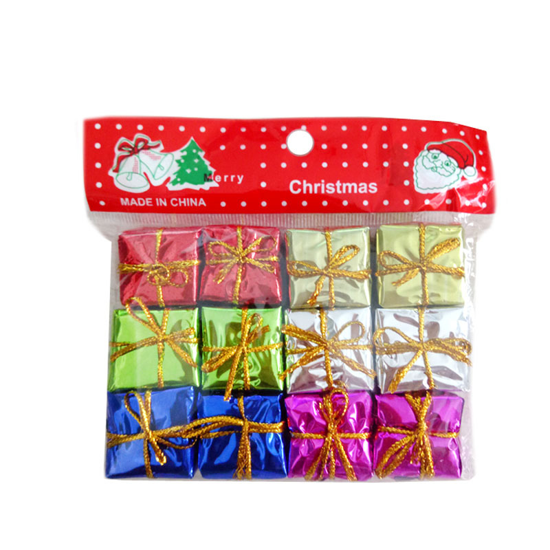 Christmas Tree Decoration Small Gift Boxes Hanging Ornaments Miniature Foil Paper Wrapped Holiday Gift Boxes Christmas decor