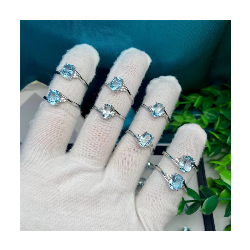 Fashion Topaz Rings Jewelry Natural single stone ring Size 6*8 millimetre