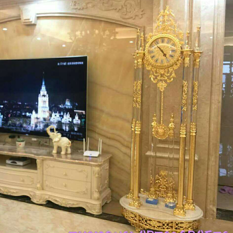 Gold Vintage Floor Clock Luxury Antique Style Floor ClockMetal Floor Standing Grandfather clock