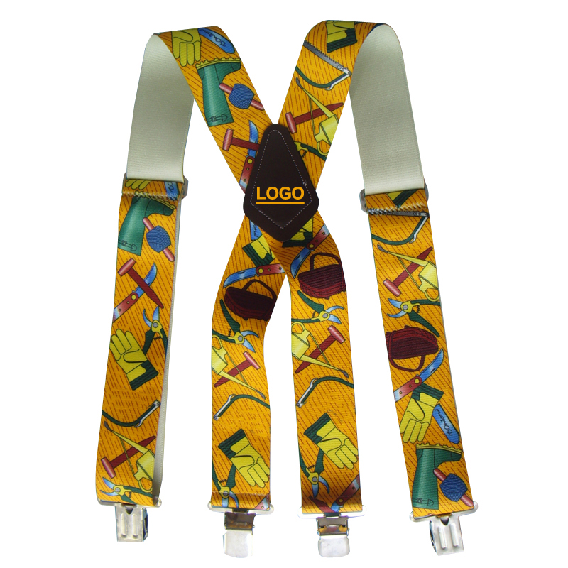 2 Inch Heavy Duty Polyester Custom Logo Imprinted Mens Suspender Sublimation Printed Trousers Brace X Back Suspender for Men