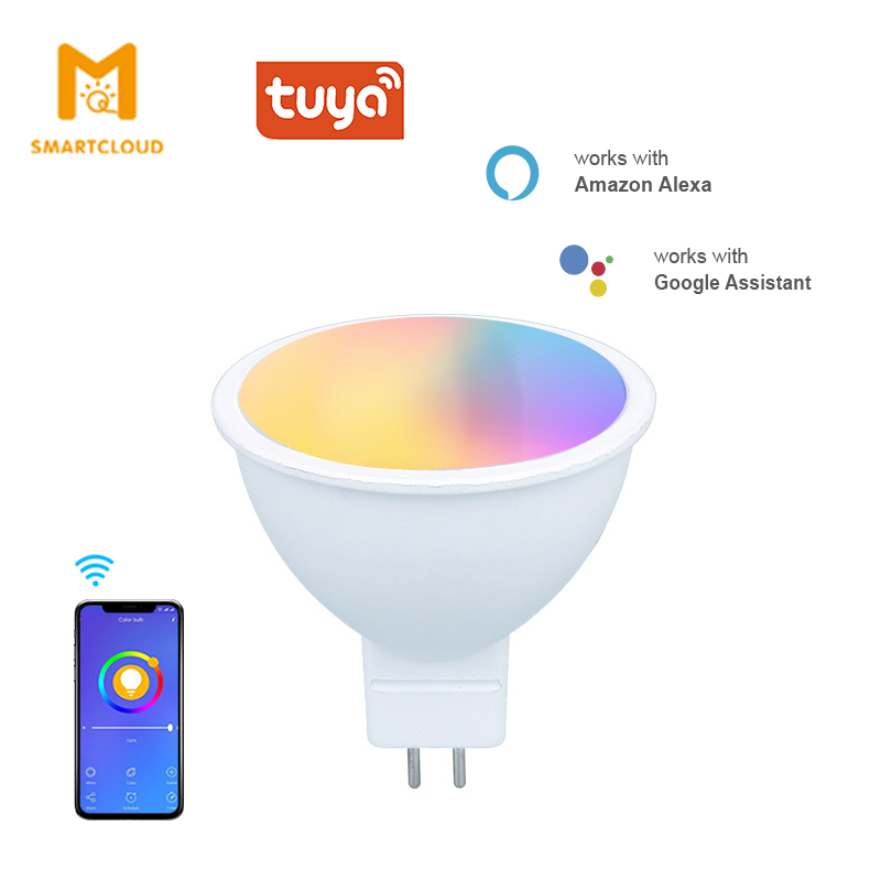 Умная Светодиодная лампа MR16 GU5.3, 4 Вт, 350 лм, с Wi-Fi и голосовым управлением