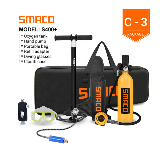 SMACO S400pro Мини-резервуар для подводного плавания, оборудование, цилиндрический резервуар для подводного плавания (s400pro), обновленная модель, подводный Спорт S400 Pro 10 1L