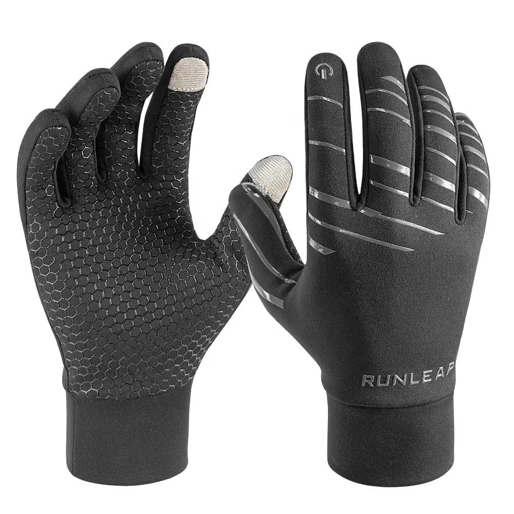 2021 Fashion full finger touch scree winter sport running gloves black breathable walking running gloves manufacturer supplier