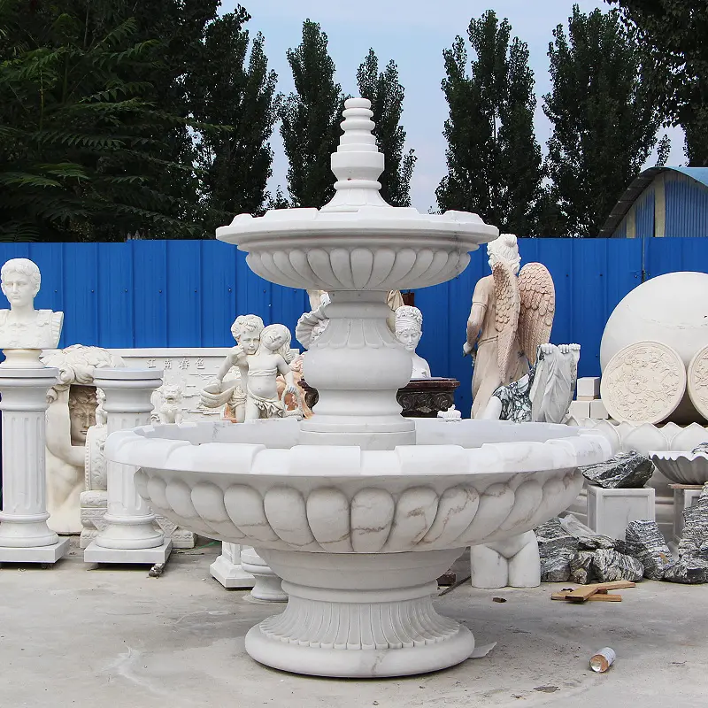 Customized Design Natural Stone Outdoor Large Marble Stone Water Fountain