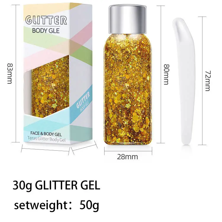 New arrival High Glitter Body Gel Private Label multi color eyeshadow shimmer Vegan Body gel
