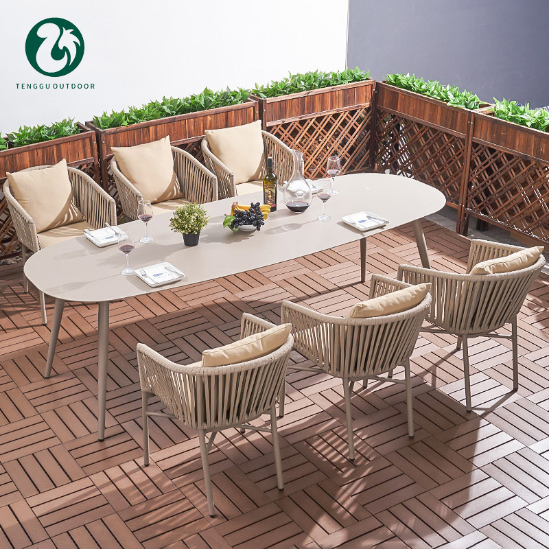 Rattan Sofa And Table Garden Sets outdoor Patio Dining Aluminum Frame Wicker Dining outdoor furniture rattan