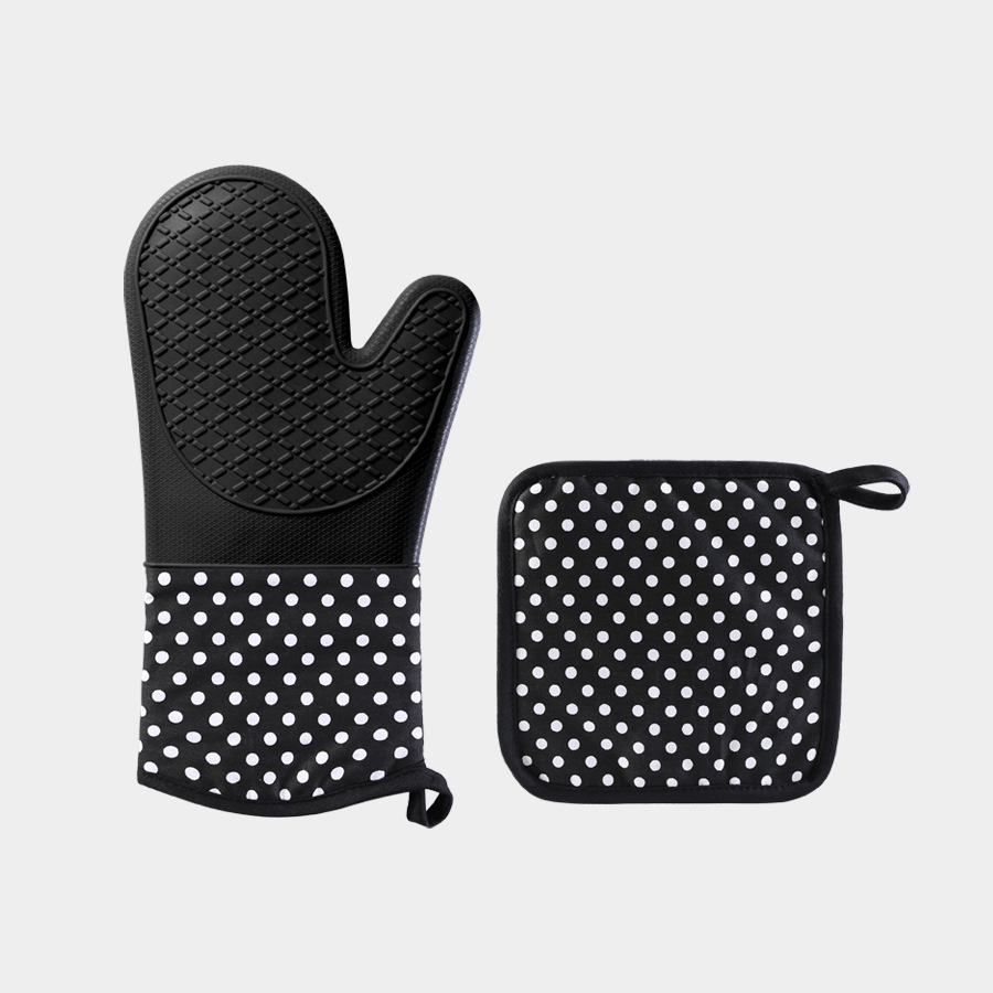 Silicone plus cotton gloves thickened Double Insulation Microwave Oven Gloves Pot Holder BBQ Baking utensils