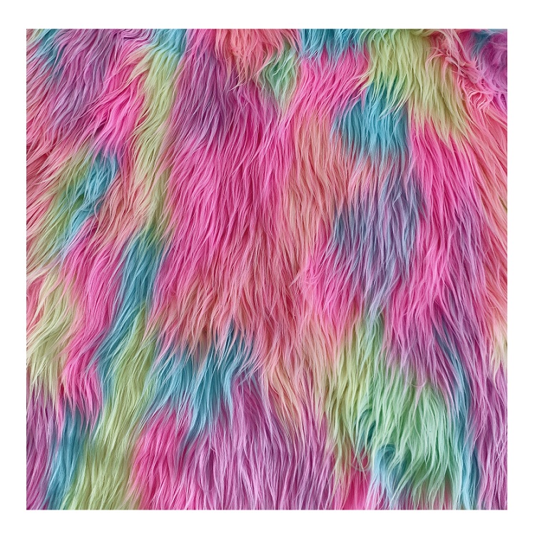 Colorful Fabric Rainbow Fur Faux Fur Fabric Textile