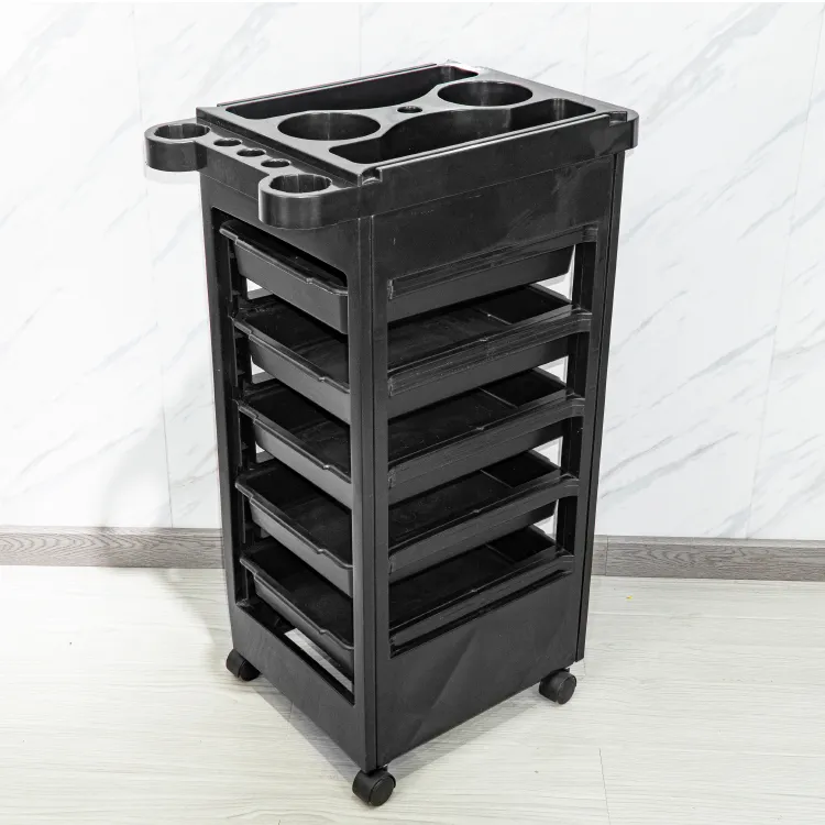 Salon Hair Salon Multi-Function Trolley with 5 Drawers Mobile Beauty Salon Barber Shop Hot Dyeing Rack Tool Cart