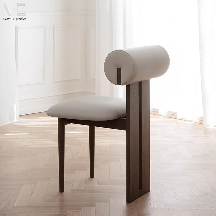 Wholesale Wabi Sabi Nordic Design Custom Luxury Leather Upholstered Solid Wood Furniture Dining Chair For Hotel Restaurant