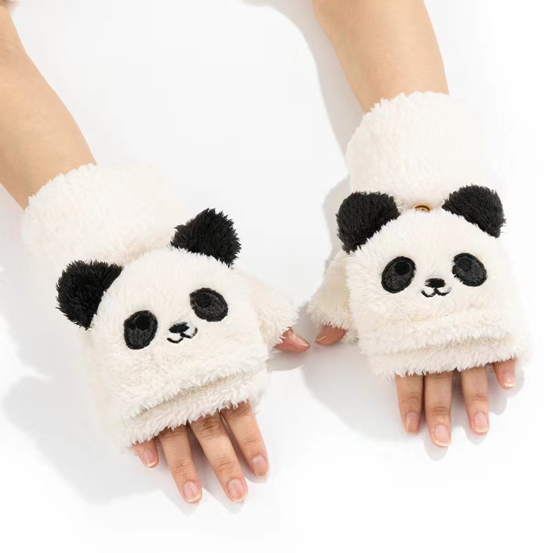 Winter Cute Animal Warm Fingerless Gloves for Men and Women, Soft and Skin Friendly Fabric Accept Customized Logo