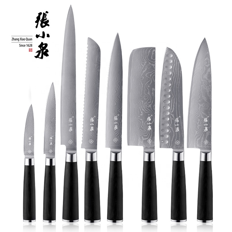 8 Pcs Japanese Steel Professional Kitchen Damascus Knife Set