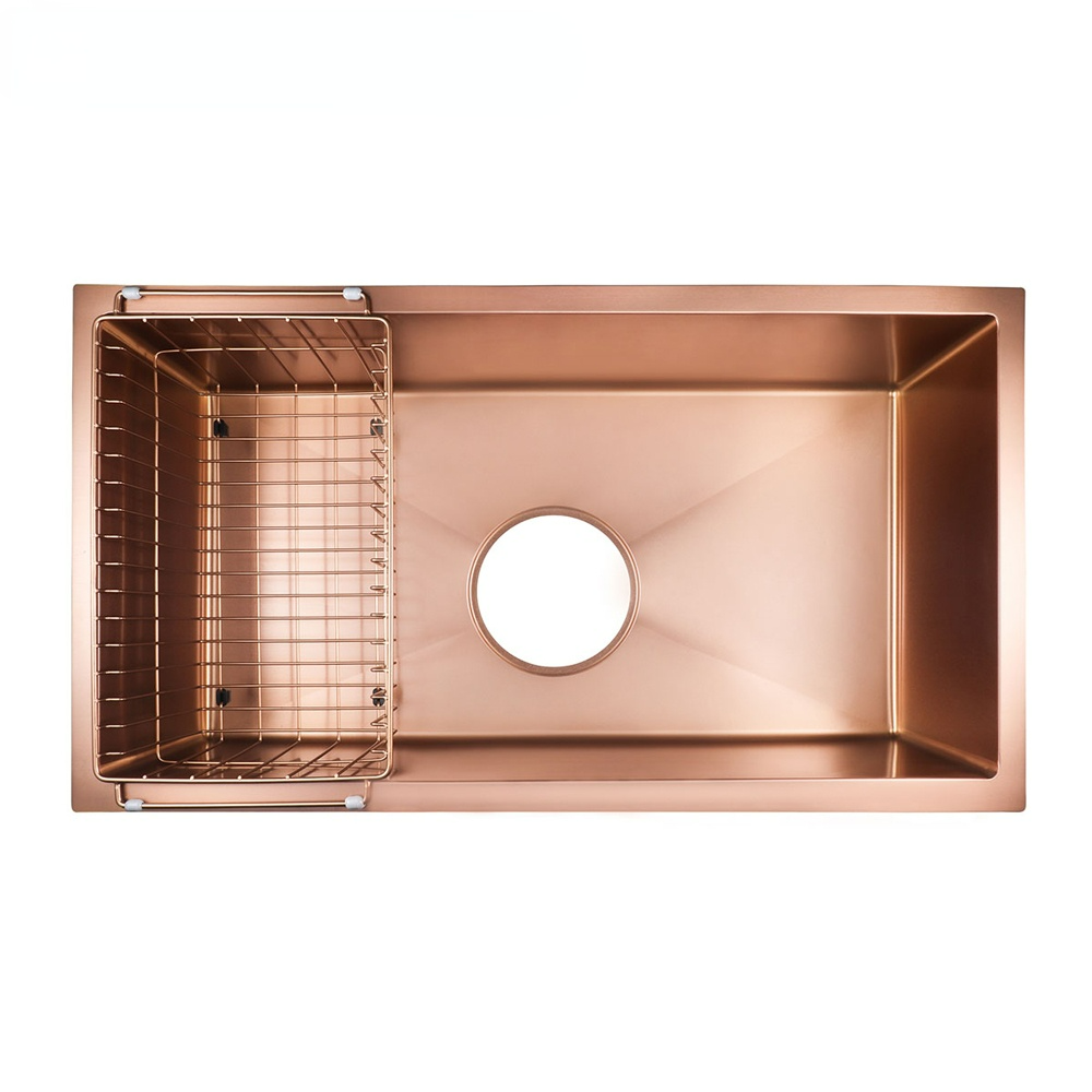 Stainless Steel Kitchen Wash Basin Single Bowl Nano Finish Copper Kitchen Sinks