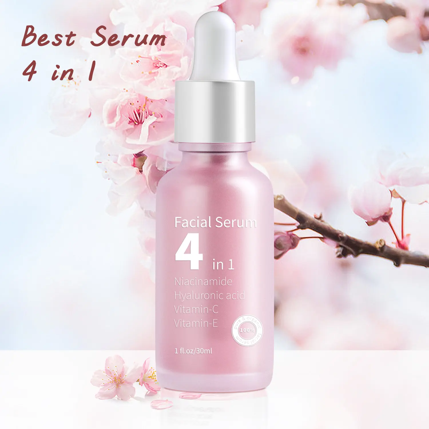 Private Label 4 in 1 Face Serum 30% Vitamin C with HA Nicotinamide Anti-aging Hydrating Whitening Skin Serum