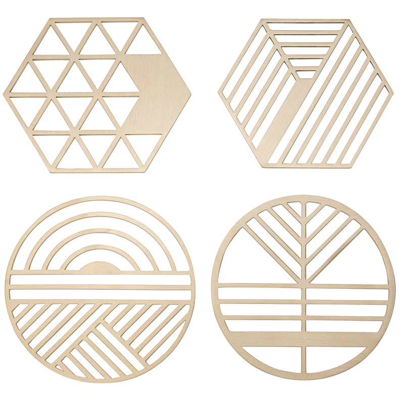 Nordic Style Retro Metal Brass Coasters Geometric Hollow Cup Placemat Creative Decoration Heat Insulated Pot Pad HD-0508