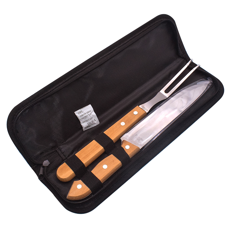 BBQ Set Of Fork Knife Wood Cutting Board For Barbecue 2PCS BBQ Tool Set