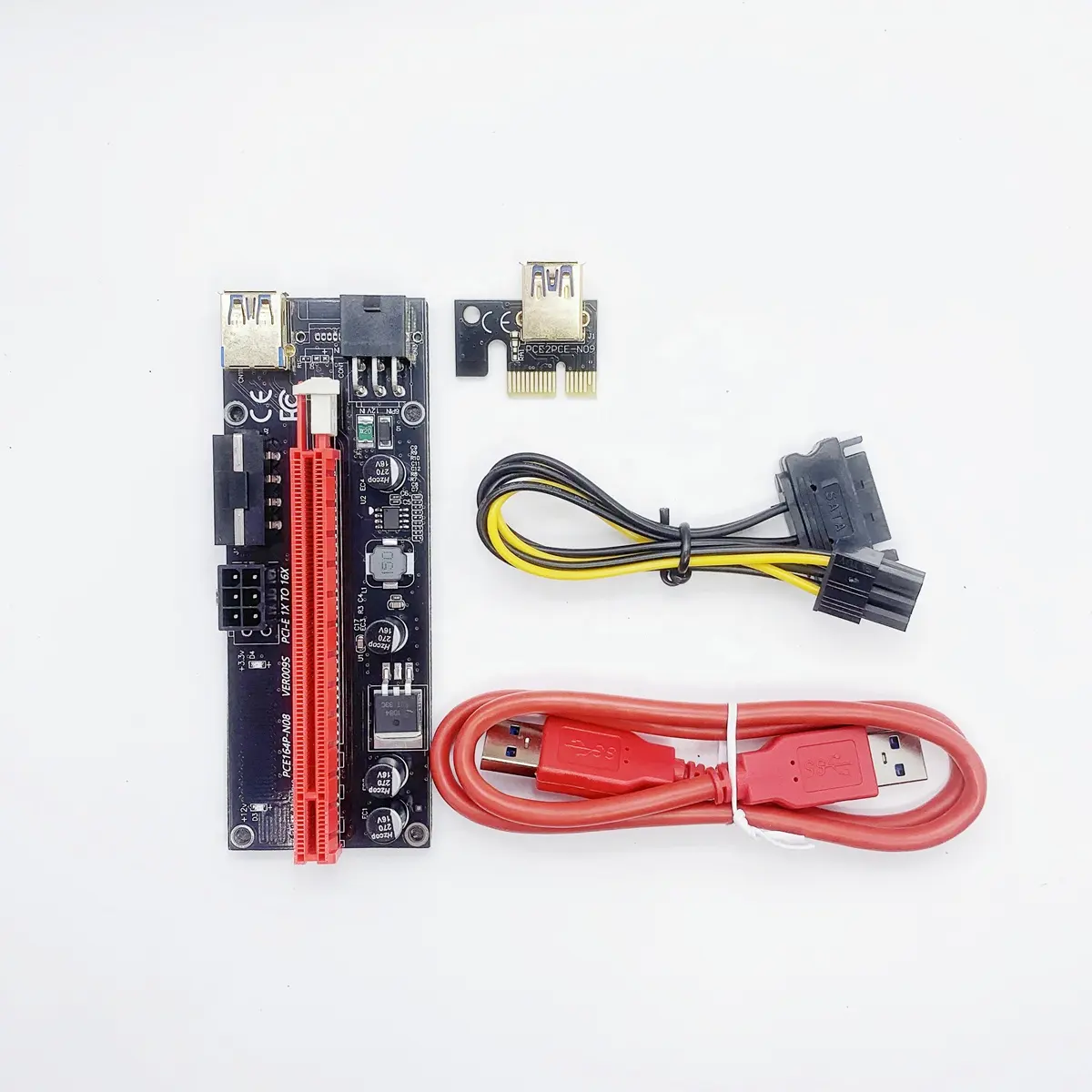 Stock PCI-E 1X to 16X graphics card VER009S extension cable dual 6Pin DC power supply pcie adapter card Riser card