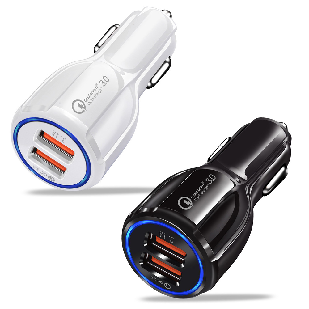 Быстрая зарядка 3,0 USB Автомобильное зарядное устройство для iPhone12 зарядное устройство для автомобиля с двумя портами Usb для путешествий автомобильное зарядное устройство
