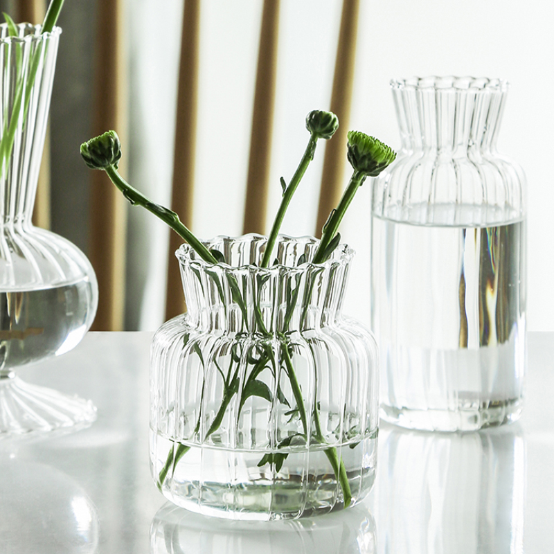 terrarium home decorative small glass flower vase cheap clear glass   crystal vases