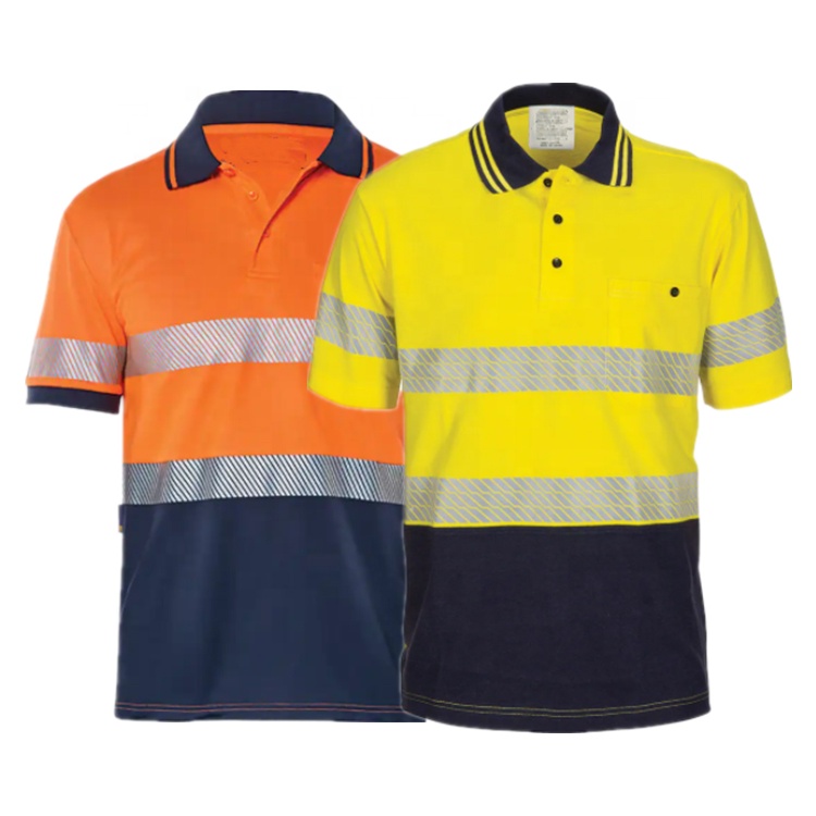 High quality Hyperfreeze Men's Spliced Polo T-Shirt With Reflective Tape Hi-vis quick dry mesh polyester short sleeve work wear