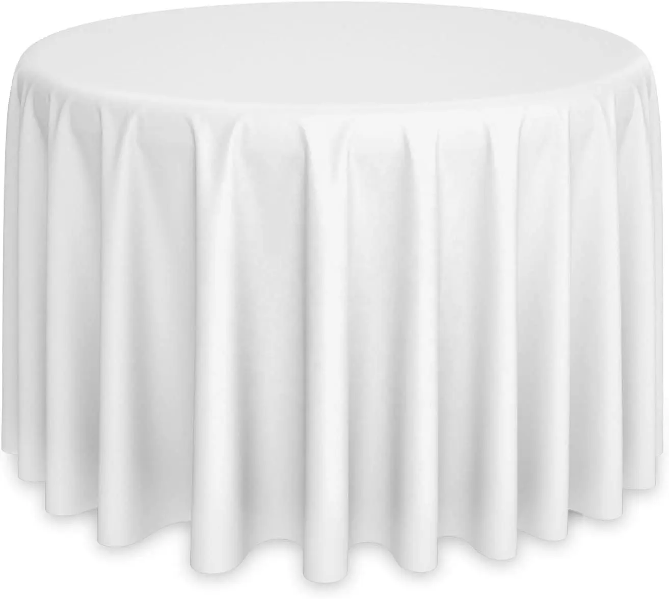 Luxury 132 Round White Table Cloth Wedding Polyester 120 Inch Round Tablecloth for Wedding Banquet Restaurant