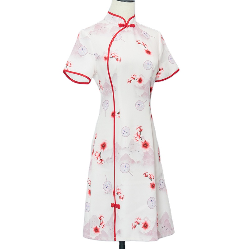Soft Pink 4-way Spandex Sexy Dress Custom Made Cheongsam For Chaines Dance