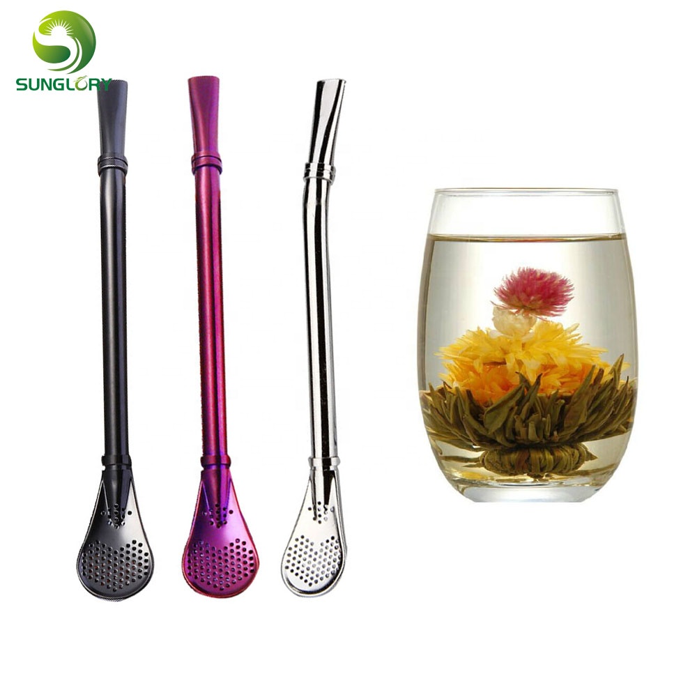 3Pcs/Lot Stainless Steel Tea Yerba Mate Straws Washable Tea Bombilla Gourd Reusable Drinking Straws Filtered Spoon Tea Infuser
